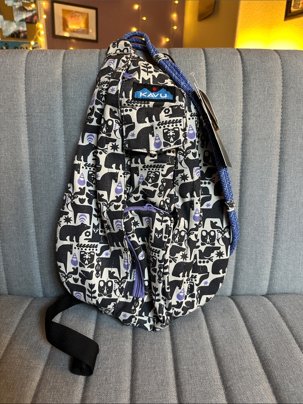 KAVU Purple & Black Rope Sling Bag